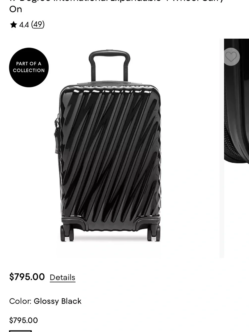 Tumi 19 Degree International Gunmetal Glossy Hard-Shell Carry-On Spinner Bag